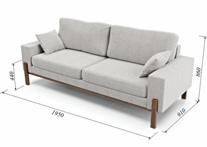 Диван Арско Хангель трехместный светло-серый Длина 195 см