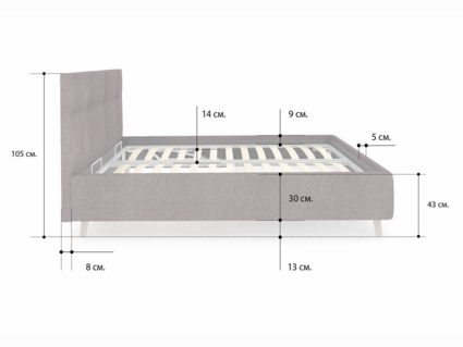 Кровать Сонум Bella Кашемир Синий (с подъемным механизмом) 80х200