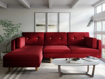 Диван Арско Ингвар угловой трехместный красный Длина 240 см