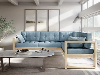 Диван Арско Астер угловой трехместный голубой Длина 220 см