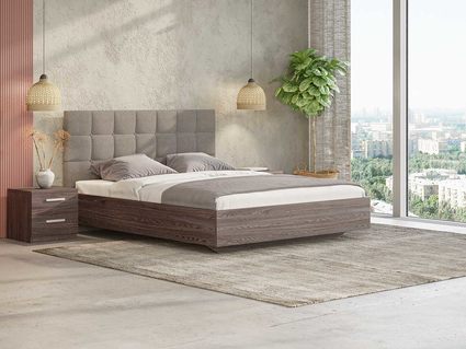 Кровать Сонум Luiza Ясень Анкор + Рогожка Песочная