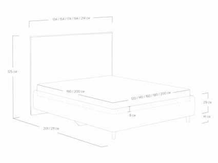 Кровать Сонум Eveline Микровелюр Лаванда (с подъемным механизмом) 200х190