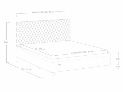 Кровать Сонум Stella Кашемир Голубой (с подъемным механизмом) 180х190