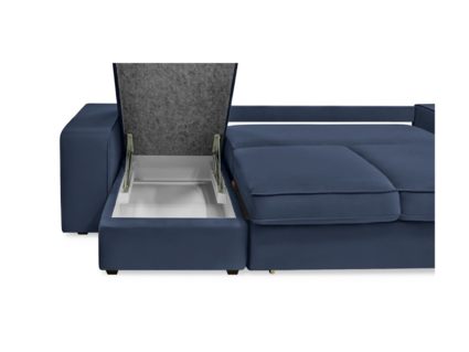 Диван Фиеста Мебель Монако с оттоманкой велюр Vivaldi 14 синий