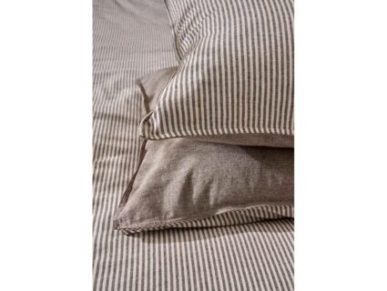 Комплект постельного белья Luxberry ЛЁН И ХЛОПОК белый/коричневая полоса 1,5-спальный