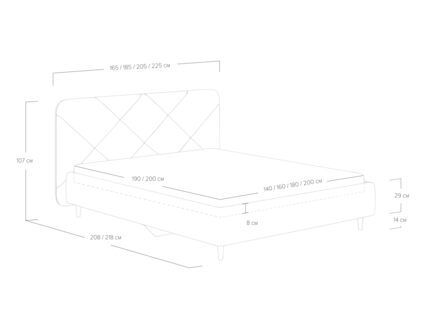 Кровать Сонум Taylor Кашемир светло-серый 180х190