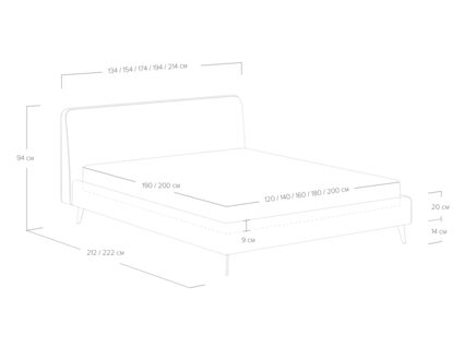Кровать Сонум Boston Рогожка пепельный 160х190